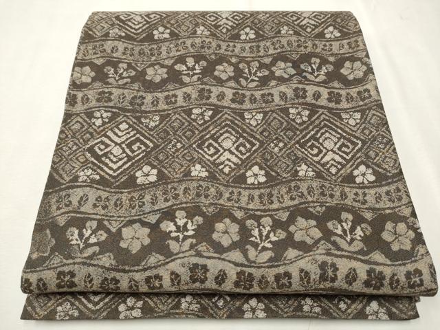 平和屋着物●両面　全通柄袋帯　横段花文　正絹　逸品　CAAT8189hy