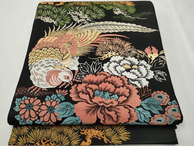 平和屋着物○アンティーク 大正ロマン 六通柄袋帯 本場大島織 花鳥文