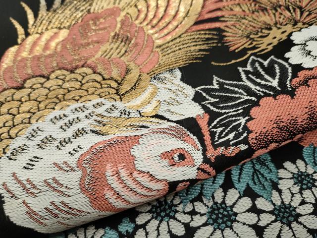 平和屋着物○アンティーク 大正ロマン 六通柄袋帯 本場大島織 花鳥文