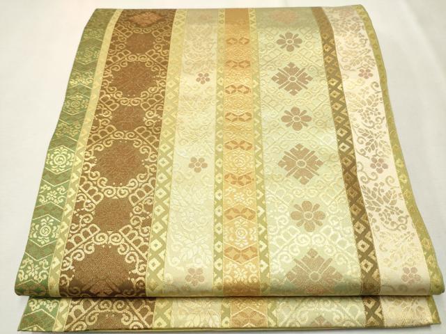 平和屋着物●西陣　川島織物　六通柄　本袋帯　吉祥花間道　金糸　正絹　逸品　CAAT8304hy