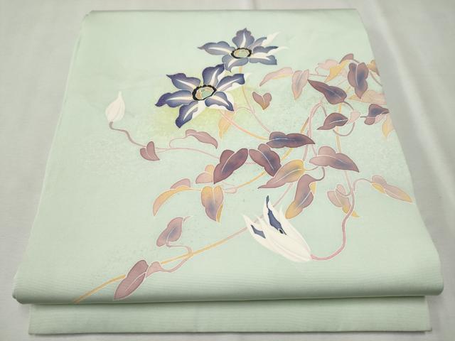 平和屋着物●塩瀬　九寸開き名古屋帯　作家物　枝花文　金彩　正絹　逸品　CAAT8329hy