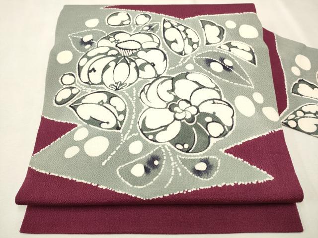 平和屋着物●九寸名古屋帯　辻が花　型染め　正絹　逸品　CAAT8334hy