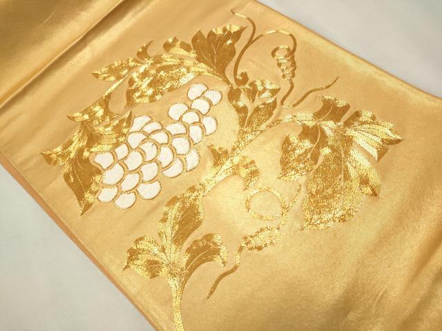 六通袋帯 正絹 刺繍柄 袋帯 正絹 六通 刺繍 花柄 アンティーク帯 袋帯