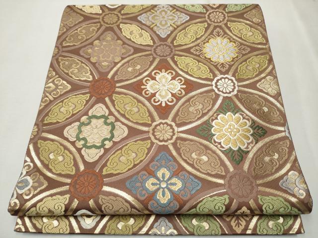 平和屋着物●六通柄袋帯　唐織　七宝花文　金糸　正絹　逸品　CAAT8360hy