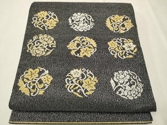 平和屋着物●太鼓柄袋帯　綴れ　花唐草文　金銀糸　正絹　逸品　CAAT8363hy