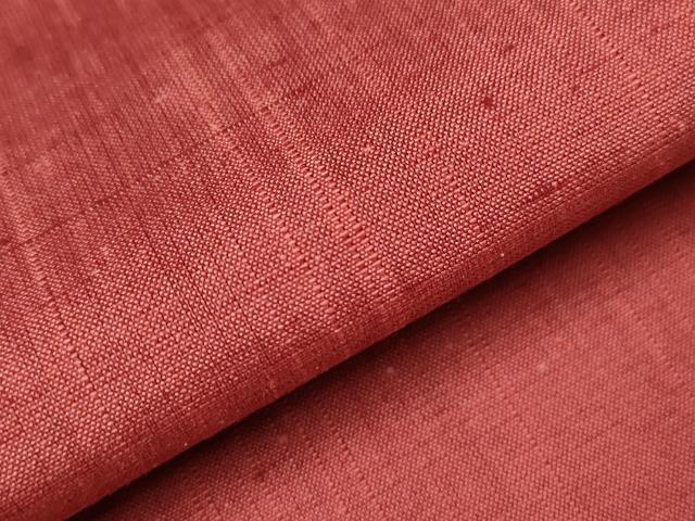 平和屋着物▽上質な紬 単衣 色無地 臙脂色 正絹 逸品 CAAT9212dy