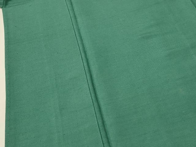 平和屋着物▽上質な色無地 単衣 お召縮緬 花緑青色 正絹 逸品