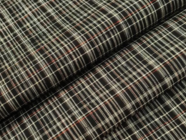 平和屋着物●上質な紬　格子柄　正絹　逸品　CAAT9320dy