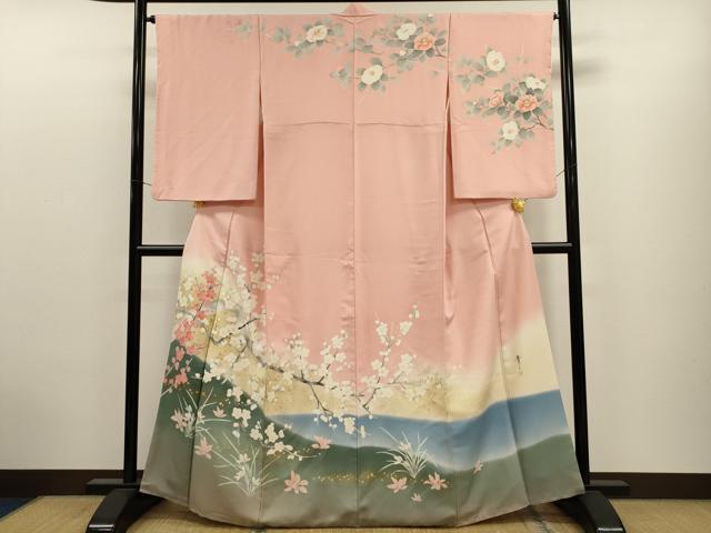 平和屋着物●京友禅の第一人者　松井青々　訪問着　枝梅文　暈し染め　金銀彩　正絹　逸品　CAAT9323dy