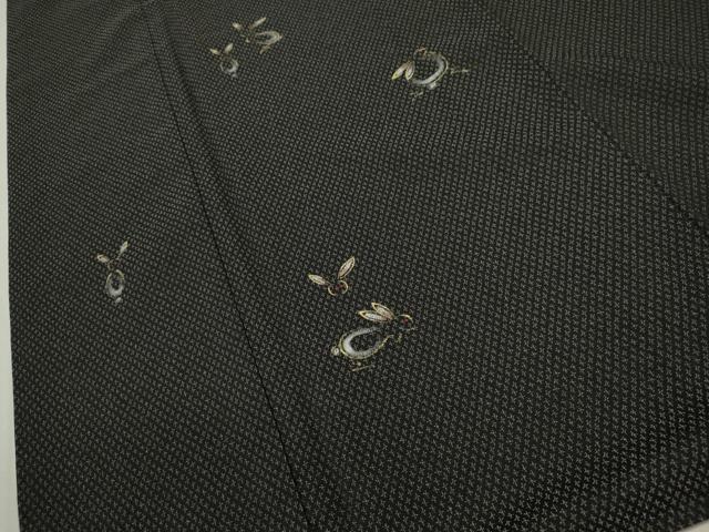 平和屋着物○訪問着 作家物 お召地 兎 黒地 金銀彩 正絹 逸品