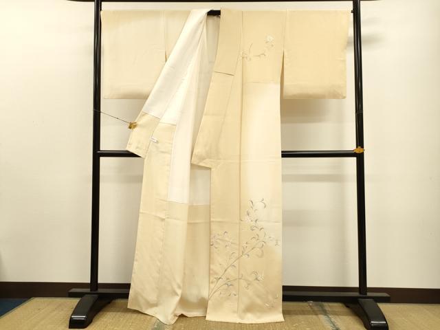 平和屋着物○訪問着 総刺繍 花唐草文 暈し染め 金糸 正絹