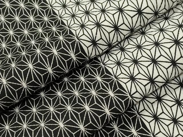 平和屋着物▽小紋　単衣　麻の葉文様　黒地　洗える着物　CAAT9399dy