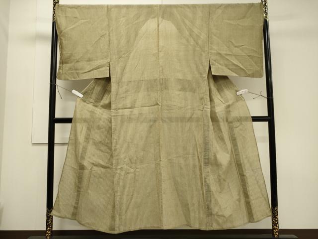 平和屋着物＊夏物 男性 小千谷ちぢみ 縞 麻 逸品 CAAT9444dy