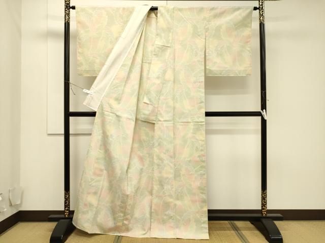 平和屋着物▽本塩沢　単衣　葉尽くし文　正絹　逸品　CAAT9511dy 平和屋着物▽本塩沢 単衣 葉尽くし文 正絹 逸品 CAAT9511dy 【公式通販】