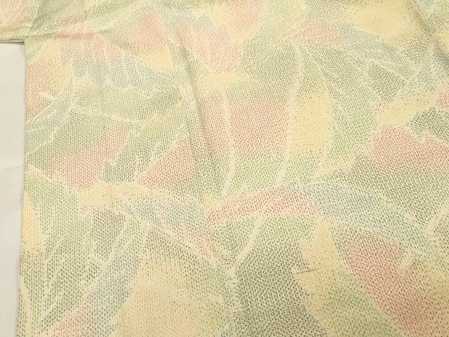 平和屋着物▽本塩沢　単衣　葉尽くし文　正絹　逸品　CAAT9511dy 平和屋着物▽本塩沢 単衣 葉尽くし文 正絹 逸品 CAAT9511dy 【公式通販】