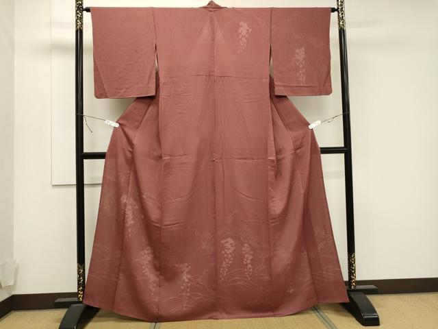 平和屋着物▽訪問着　無双　紗袷　紋紗×絽　草花文　銀彩　正絹　逸品　CAAT9528dy