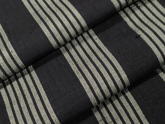 平和屋着物▽上質な紬　単衣　縞　正絹　逸品　CAAT9536dy
