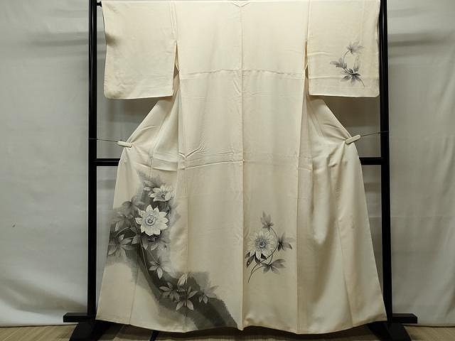 平和屋着物●鎌倉友禅　坂井教人　日本工芸会正会員　訪問着　手描き　刺繍　枝花文　金銀彩　正絹　逸品　CAAU0842yk