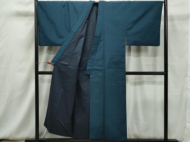 平和屋着物 男性 紬 アンサンブル 霞文 留紺色 正絹 逸品 CAAK9878gh