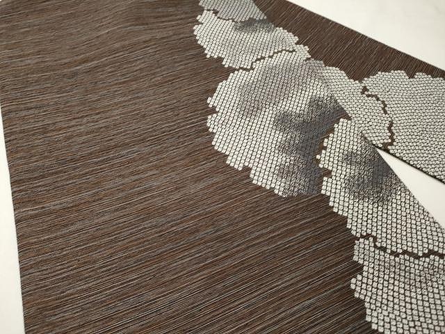 平和屋着物○九寸名古屋帯 唐織 紬地 雪輪重ね文 正絹 逸品