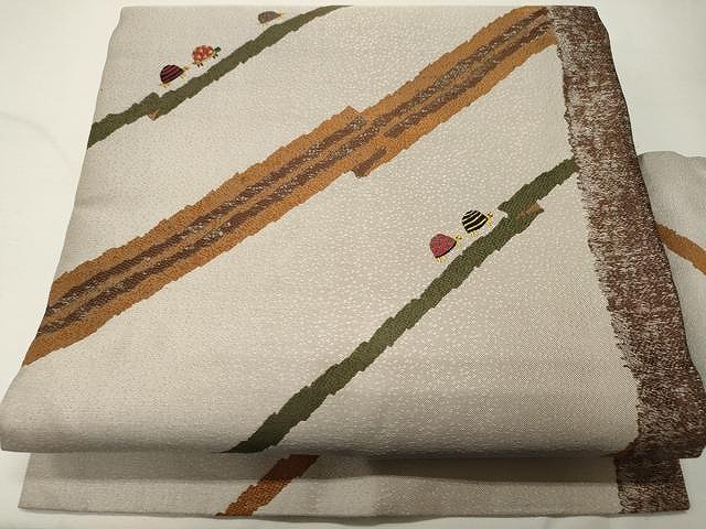 平和屋着物●九寸名古屋帯　唐織　亀　斜線文　正絹　逸品　CAAU1031yk