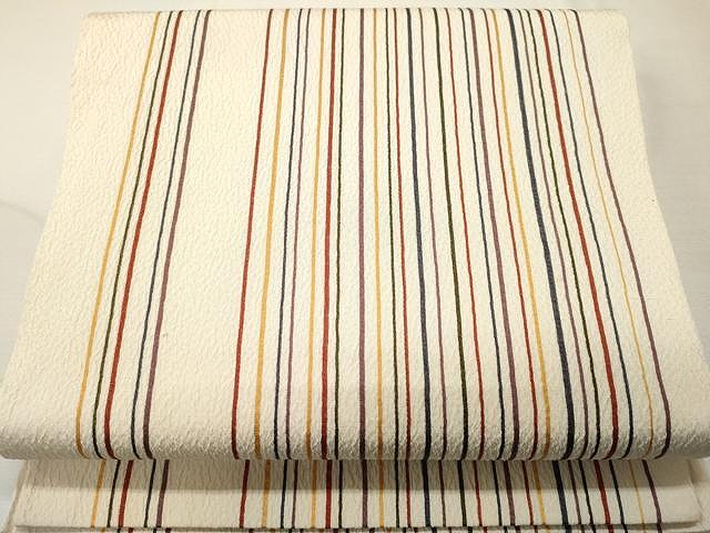 平和屋着物●九寸開き名古屋帯　縞　正絹　逸品　CAAU1063yk