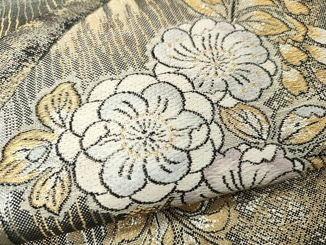 平和屋着物○六通柄袋帯 唐織 道長舞蝶文 金糸 正絹 逸品