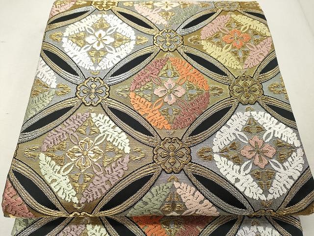 平和屋着物●六通柄袋帯　唐織　正倉院七宝花文　金糸　正絹　逸品　CAAU1093yk