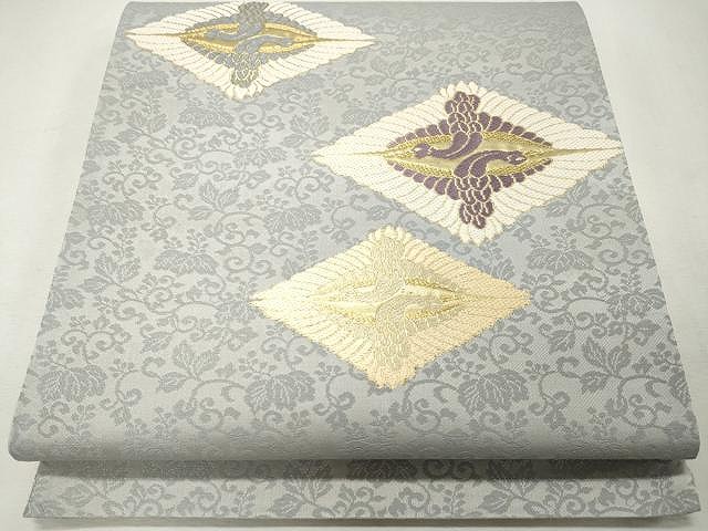 平和屋着物●六通柄袋帯　唐織　菱飛鶴文　金糸　正絹　逸品　CAAU1115yk