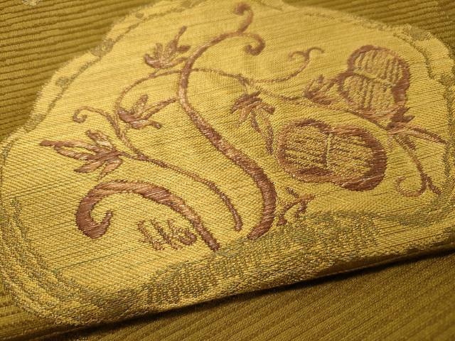 平和屋着物○太鼓柄袋帯 枝花唐草文 金糸 正絹 逸品 CAAU1119yk