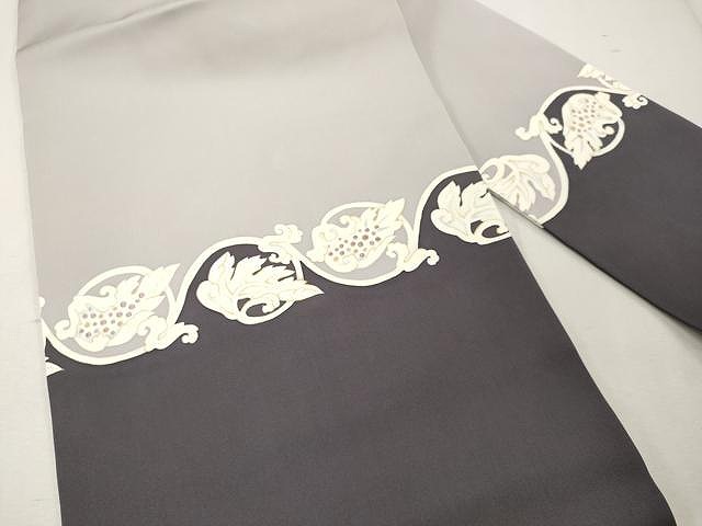 平和屋着物○塩瀬 九寸名古屋帯 刺繍 型染め 花唐草文 金彩