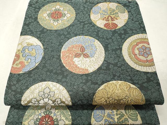 平和屋着物●六通柄袋帯　唐織　花丸文　彩美人　金糸　正絹　逸品　CAAU1139yk