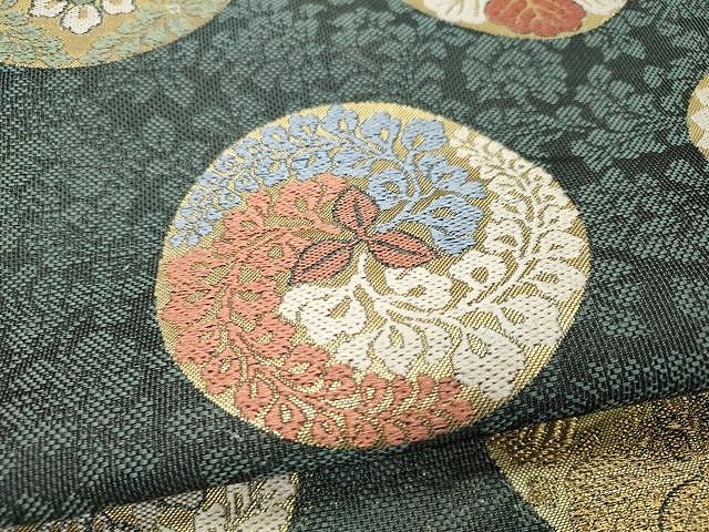 平和屋着物○六通柄袋帯 唐織 花丸文 彩美人 金糸 正絹 逸品