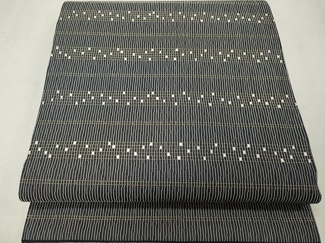 平和屋着物●六通柄袋帯　吉祥文　黒地　金糸　正絹　逸品　CAAU1189yk