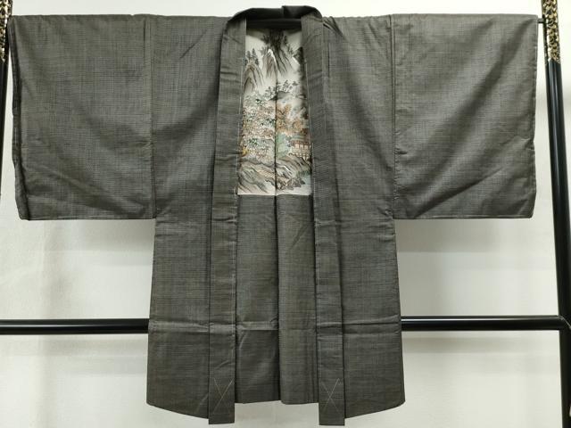 平和屋着物○男性 紬 アンサンブル 100亀甲 キングサイズ 正絹 逸品