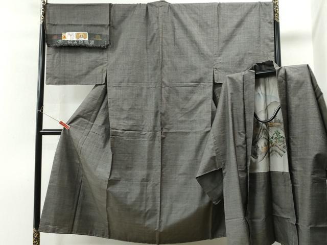 平和屋着物●男性　本場大島紬　アンサンブル　100亀甲　総詰め　松山茂治作　証紙付き　キングサイズ　正絹　逸品　未使用　CAAU1633yc