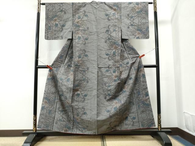 平和屋着物○本場大島紬 7マルキ 草花文 正絹 逸品 CAAV6568vf