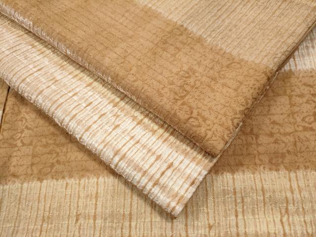 平和屋着物●上質な紬　絞り　横段吉祥文　正絹　逸品　CAAU1651yc