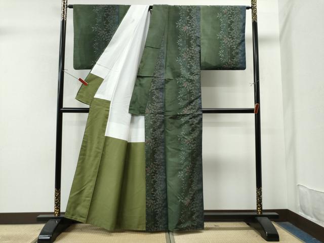 平和屋着物○本場大島紬 枝花文 大丸織物謹製 証紙付き 正絹 逸品