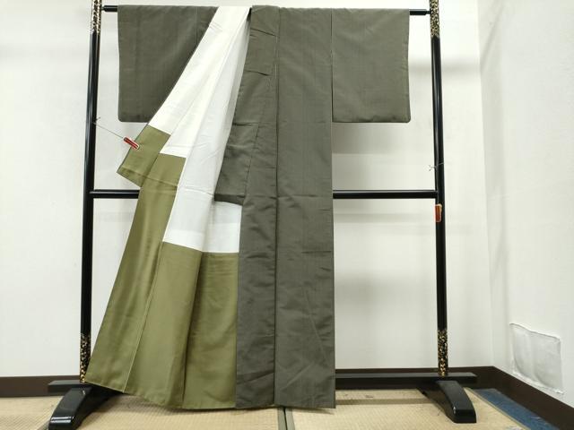 平和屋着物○上質なお召 縞 黒地 正絹 逸品 CAAU1674yc