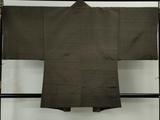 平和屋着物▽男性 紬 単衣 アンサンブル 革色 正絹 逸品 CAAW1536xi