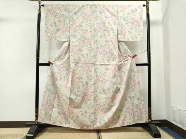 平和屋着物○上質な紬 草花文 正絹 逸品 未使用 CAAU1701yc
