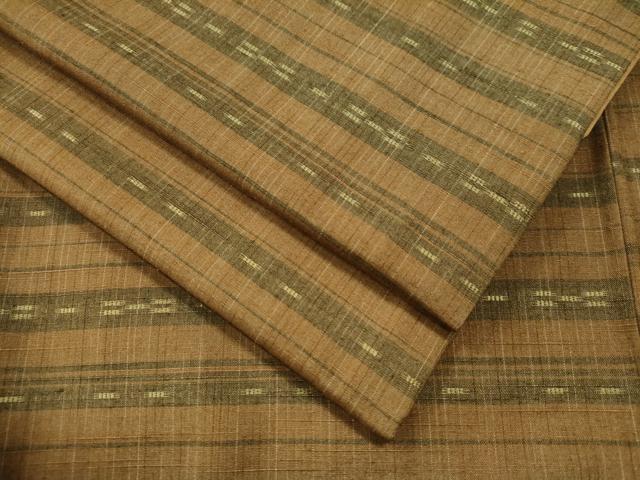 平和屋着物●上質な紬　横段吉祥文　正絹　逸品　CAAU1712yc