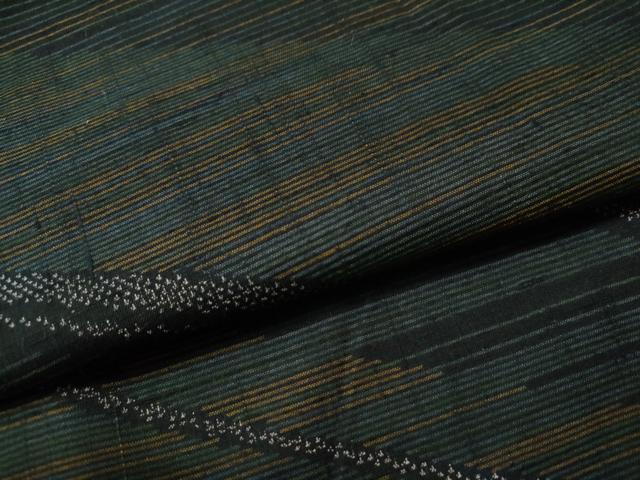 平和屋着物○訪問着 紬地 霞吉祥文 黒地 正絹 逸品 未使用