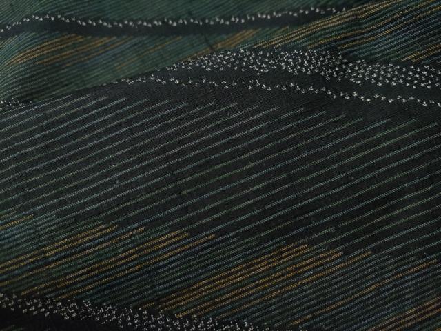 平和屋着物○訪問着 紬地 霞吉祥文 黒地 正絹 逸品 未使用