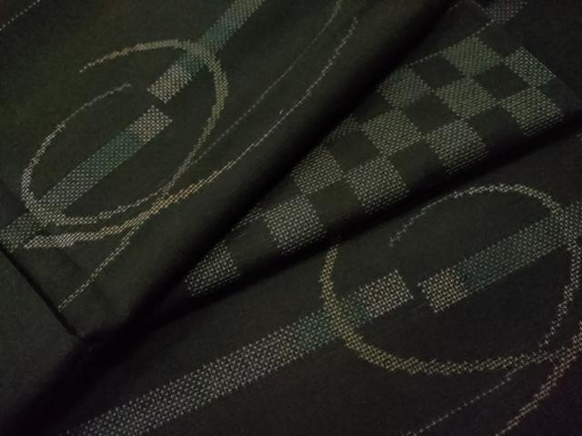 平和屋着物●本場大島紬　横段市松吉祥文　正絹　逸品　CAAU1719yc