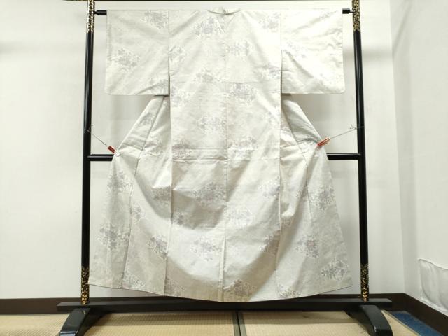 平和屋着物○本場大島紬 白大島 9マルキ 花唐草文 正絹 逸品 AAAU8424zg