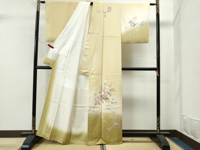 平和屋着物○訪問着 友禅 枝花文 暈し染め 正絹 逸品 CAAU3164yc