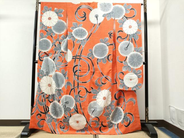 平和屋着物●名門　藤娘きぬたや・総絞り　菊唐草文　正絹　逸品　CAAU1762yc