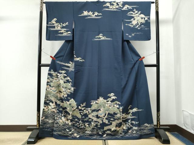 平和屋着物●訪問着　駒刺繍　浜松風景花文　正絹　逸品　未使用　CAAU1788yc